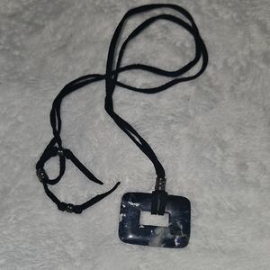 Black and Blue Stone Pendant Necklace